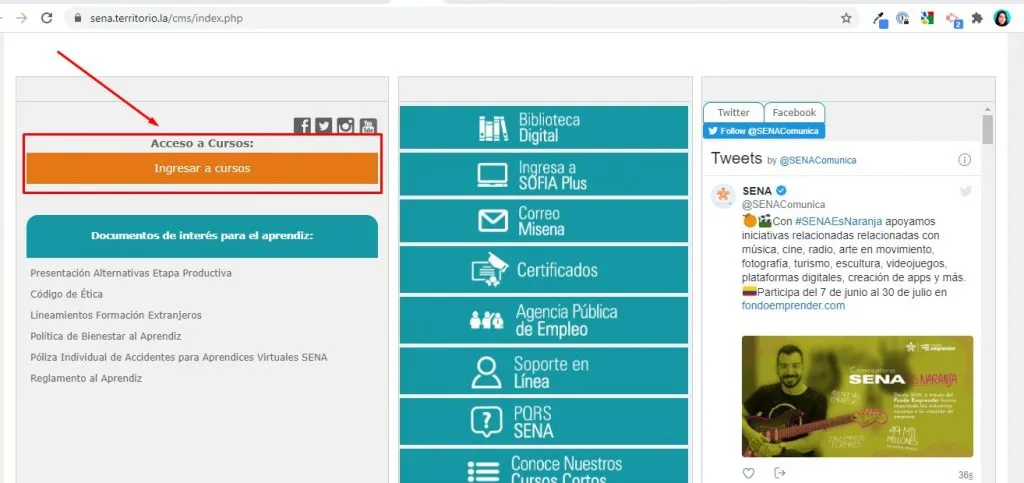 Acceso cursos Sena